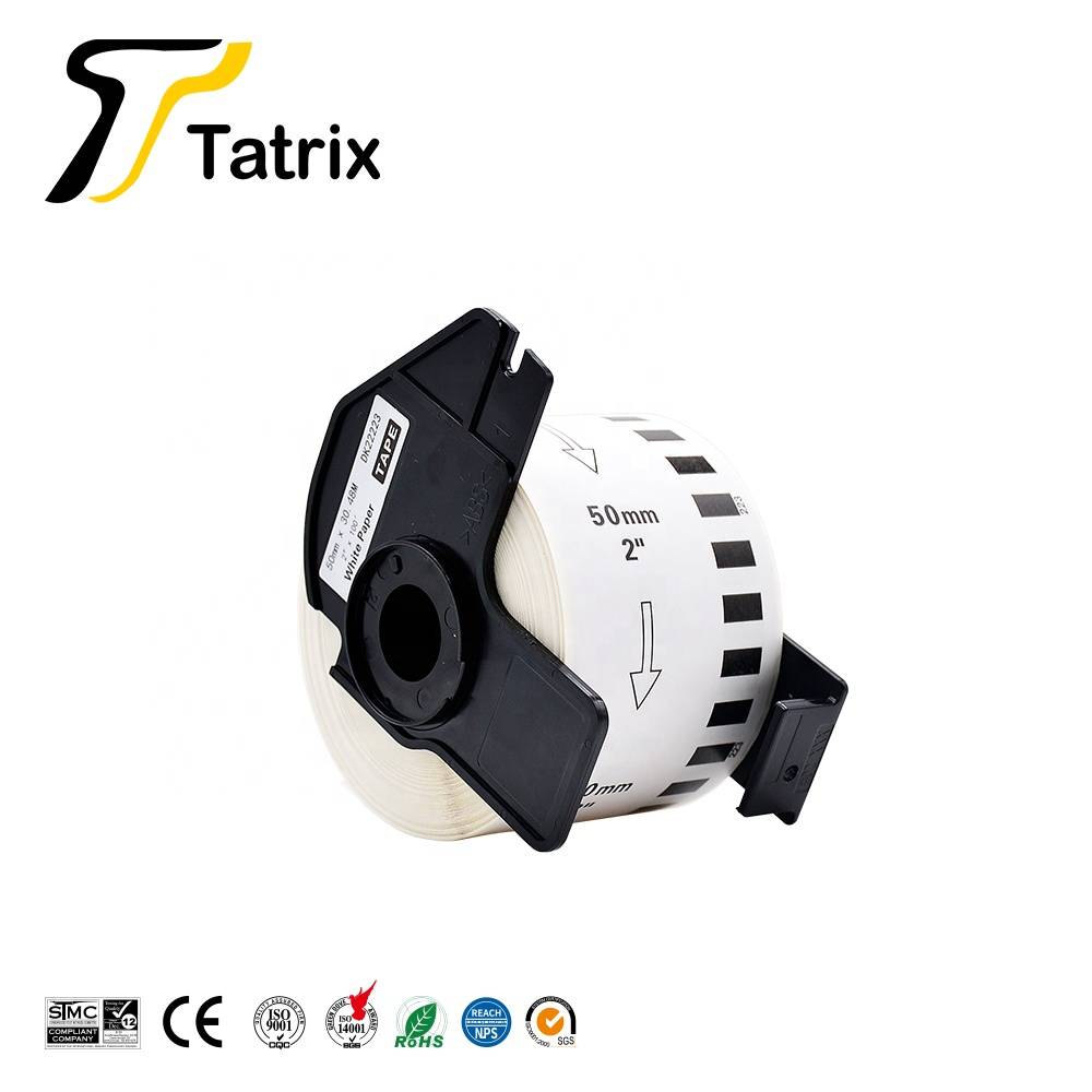 Tatrix 50mm*30.48m Black On White Self-adhesive Thermal Paper Label Roll Dk-22223 Dk22223 For Brother Ql Series Label Printers